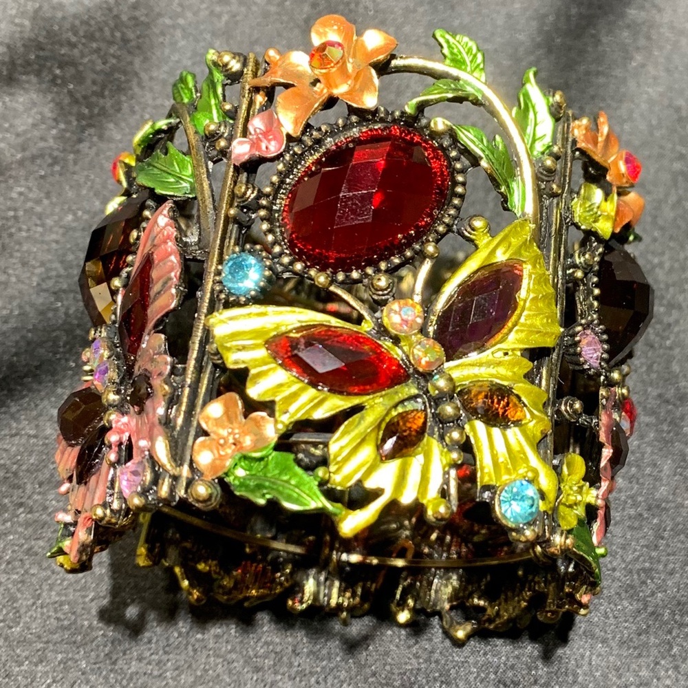 Butterfly stone cuff bracelet